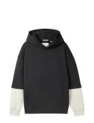 Over 2 In 1 Hoody Tops Sweatshirts & Hoodies Hoodies Black Tom Tailor