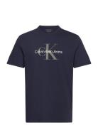 Ss Hero Monogram Tee 30S Eu Opt Tops T-Kortærmet Skjorte Navy Calvin K...