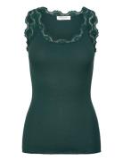 Rwbabette Silk Sl U-Neck Long Lace Tops T-shirts & Tops Sleeveless Gre...