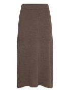 A-Line Skirt Knælang Nederdel Brown Davida Cashmere