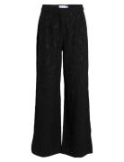 Visela Flower Hw Pants Bottoms Trousers Wide Leg Black Vila