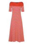 Striped Cotton Midi Dress Knælang Kjole Orange Lauren Ralph Lauren