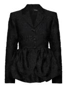 Jacquard Draped Blazer Blazers Single Breasted Blazers Black ROTATE Bi...