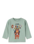 Nmmotis Nreg Ls Top Box Tops T-shirts Long-sleeved T-Skjorte Green Nam...