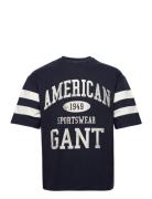 D.2 Collegiate Ss T-Shirt Tops T-Kortærmet Skjorte Navy GANT