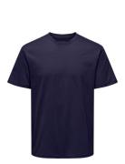 Onsmax Life Ss Stitch Tee Noos Tops T-Kortærmet Skjorte Navy ONLY & SO...