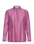 Satin Lyocell Shirt Tops Shirts Long-sleeved Pink Mango