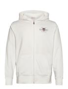 Graphic Fullzip Hoodie Tops Sweatshirts & Hoodies Hoodies White GANT