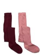 2-Pack Stockings W. Pattern Tights Pink Minymo