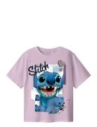 Nkfdiri Stitch Ss Nreg Top Noos Wdi Tops T-Kortærmet Skjorte Pink Name...