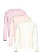 Top Ls Rib 3 Pack Tops T-shirts Long-sleeved T-Skjorte Pink Lindex