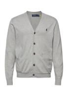 Cotton V-Neck Cardigan Tops Knitwear Cardigans Grey Polo Ralph Lauren