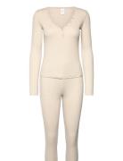 L/S Henley & Legging Pyjamas Nattøj Cream Calvin Klein