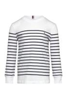 U C-Neck Stripe Ls Tee Tops T-shirts Long-sleeved T-Skjorte White Tomm...