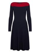 Two-T Pointelle-Knit Dress Knælang Kjole Navy Lauren Ralph Lauren