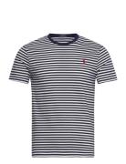 Custom Slim Fit Striped Jersey T-Shirt Tops T-Kortærmet Skjorte Navy P...