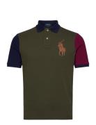 Classic Fit Leather-Pony Mesh Polo Shirt Tops Polos Short-sleeved Khak...