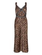 Emory Print Satin Slip Dress Maxikjole Festkjole Brown Bardot