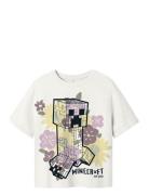 Nkfdiki Minecraft Ss Nreg Top Box Bio Tops T-Kortærmet Skjorte White N...