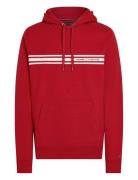 Central Chest Stripe Hoody Tops Sweatshirts & Hoodies Hoodies Red Tomm...