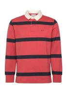 Yarn Dyed Striped Heavy Rugger Tops Polos Long-sleeved Red GANT