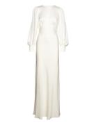 Mathilde Pouf Sleeve Satin Bridal Gown Designers Maxi Dress White Mali...