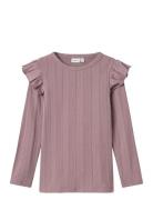 Nmfjulia Ls Slim Top Noos Tops T-shirts Long-sleeved T-Skjorte Pink Na...