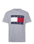 Tjm Rlx Melange Big Flag Tee Tops T-Kortærmet Skjorte Grey Tommy Jeans