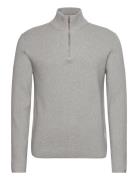 Half Zip Rib Knit Tops Knitwear Half Zip Jumpers Grey Lindbergh