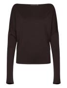 Drapy Long Sleeve Top Tops T-shirts & Tops Long-sleeved Black Weekday