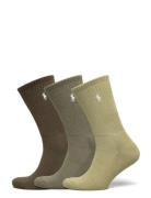 Cotton-Blend Crew Sock 3-Pack Underwear Socks Regular Socks Khaki Gree...