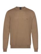 Botto-L Tops Knitwear Round Necks Beige BOSS