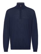 Extrafine Merino Wool Half Zip Tops Knitwear Half Zip Jumpers Navy GAN...