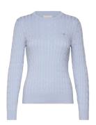 Stretch Cotton Cable C-Neck Tops Knitwear Jumpers Blue GANT