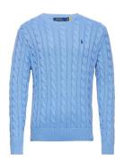 Cable-Knit Cotton Sweater Designers Knitwear Round Necks Blue Polo Ral...