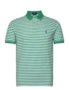 Custom Slim Fit Striped Mesh Polo Shirt Tops Polos Short-sleeved Green...