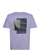 T-Shirt With Photoprint Tops T-Kortærmet Skjorte Purple Tom Tailor