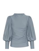 Rifagz Puff Blouse Tops Blouses Long-sleeved Blue Gestuz