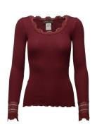 Rwbenita Ls O-Neck Lace T-Shirt Tops T-shirts & Tops Long-sleeved Red ...