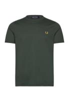 Ringer T-Shirt Tops T-Kortærmet Skjorte Green Fred Perry