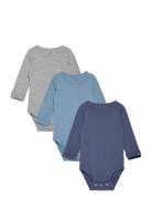 Body Basic 3 Pack Bodies Long-sleeved Blue Lindex