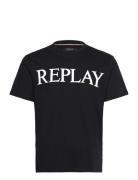 T-Shirt Regular Replay Basics Tops T-Kortærmet Skjorte Black Replay