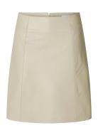 Slfnew Ibi Mw Leather Skirt B Noos Kort Nederdel Cream Selected Femme