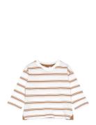 Triple-Striped T-Shirt Tops T-shirts Long-sleeved T-Skjorte Beige Mang...