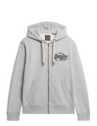 Vl Embroidered Ziphood Tops Sweatshirts & Hoodies Hoodies Grey Superdr...
