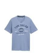 Logo Tee Tops T-Kortærmet Skjorte Blue Tom Tailor