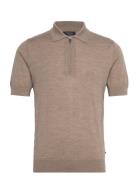 Mapolo Knit Tops Knitwear Short Sleeve Knitted Polos Beige Matinique