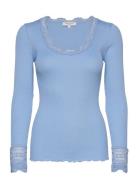 Rwbenita Ls O-Neck Lace T-Shirt Tops T-shirts & Tops Long-sleeved Blue...