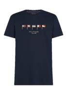 Hilfiger Multi Flags Tee Tops T-Kortærmet Skjorte Navy Tommy Hilfiger