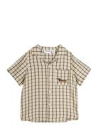Gingham Yd Woven Shirt Tops Shirts Short-sleeved Shirts Beige Mini Rod...